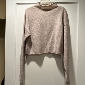 Cropped cashmere mock neck sweater